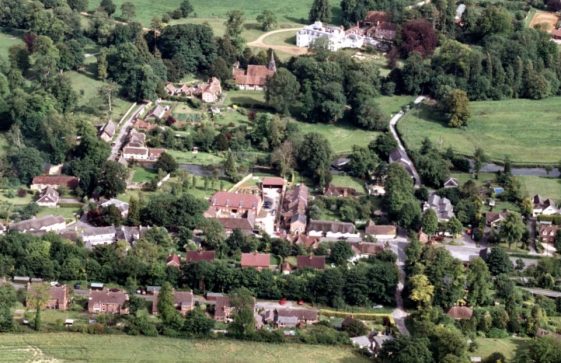 Aerial photo of Wherwell village (framed)