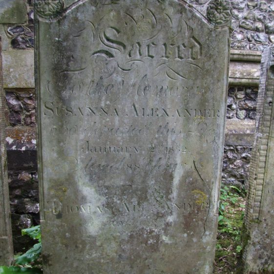 Headstone for Susanna ALEXANDER (1882, zone CFG) | Peter Granger