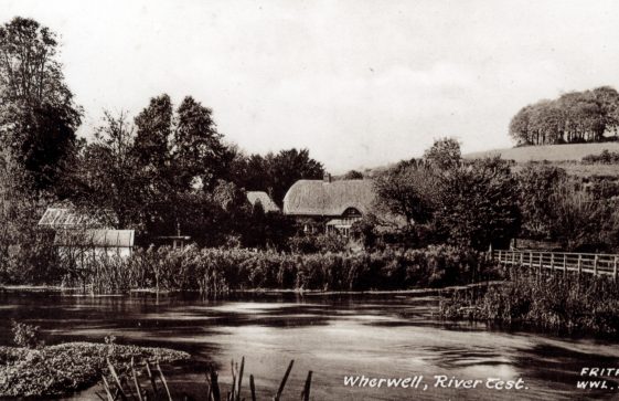 Wherwell Houses. Westmill Cottage beside river Test. 1900-1950.
