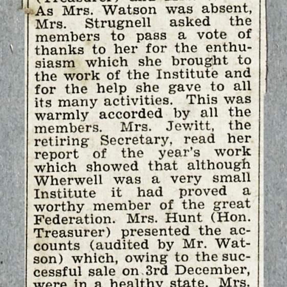 Meeting report for December 1952 | Wherwell WI (1952)